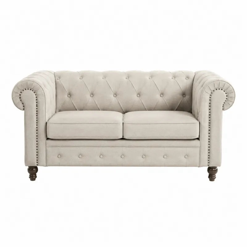 Sofa dwuosobowa welurowa beżowa 180cm