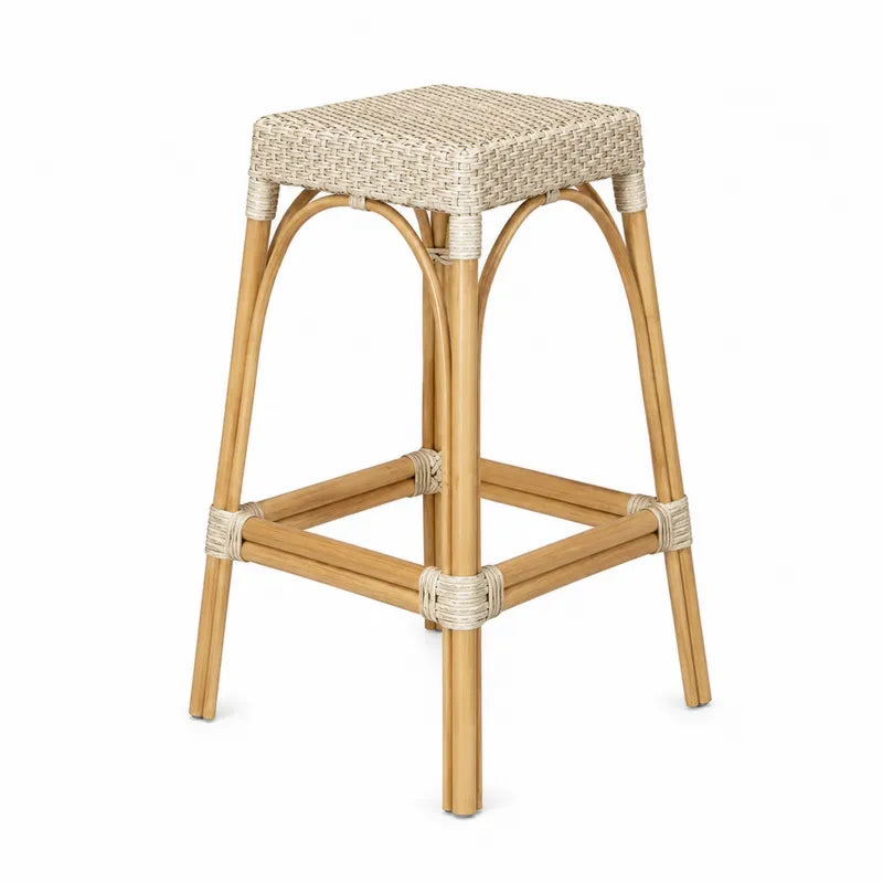 Stołek rattanowy 75 cm jasny brąz