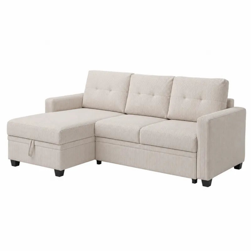 Sofa narożna sztruksowa beżowa mod. 230 cm