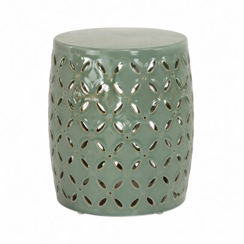 Ceramiczny stołek ogrodowy zielony 45 cm