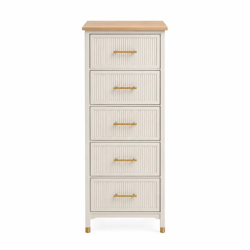 Komoda z 5 szufladami MDF Biały/Buk