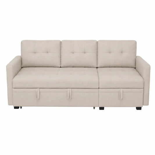 Sofa modułowa z funkcją spania 3-osobowa beżowa poliester 220cm
