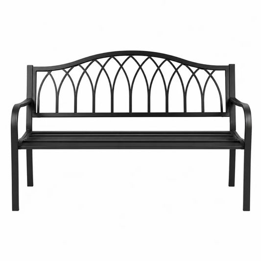 Ławka ogrodowa stalowa czarna 125 cm