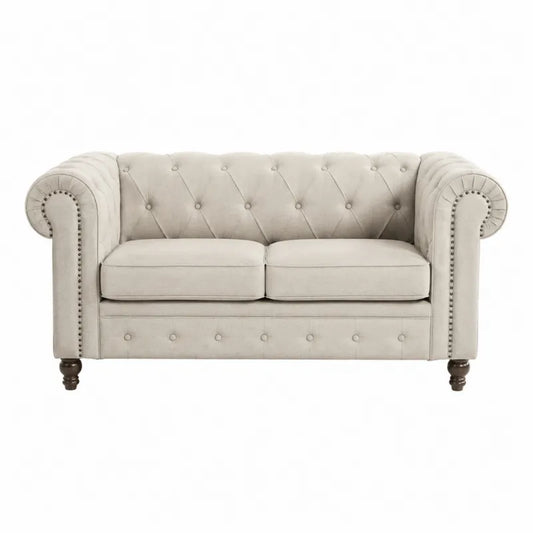 Sofa dwuosobowa welurowa beżowa 180cm