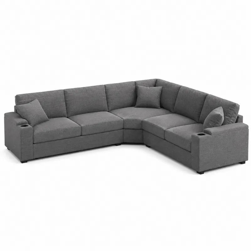 Modułowy narożnik z tkaniny poliestrowej szary 300x240x90 cm