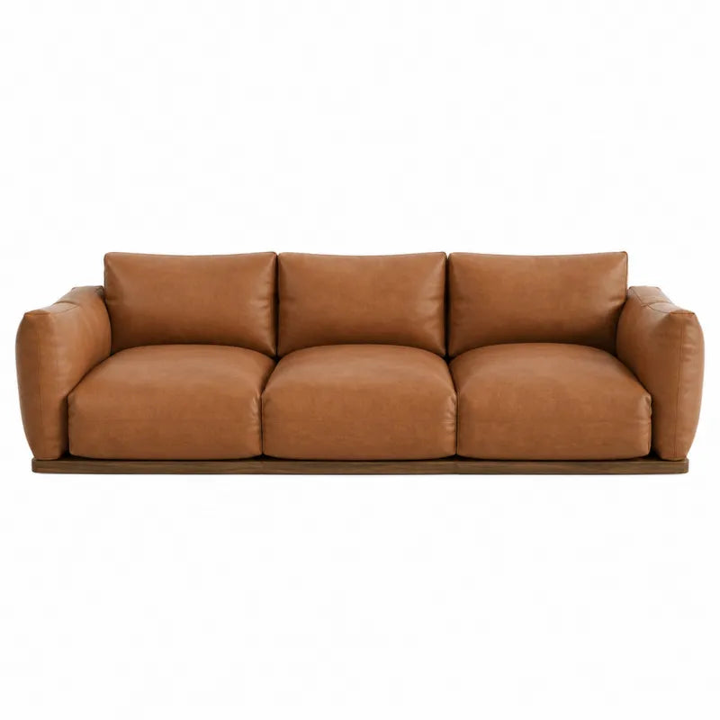 Sofa modułowa 3-osobowa skórzana brązowa