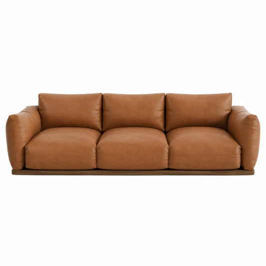 Sofa modułowa 3-osobowa skórzana brązowa