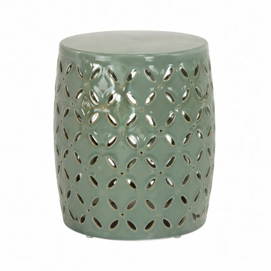 Ceramiczny stołek ogrodowy zielony 45 cm