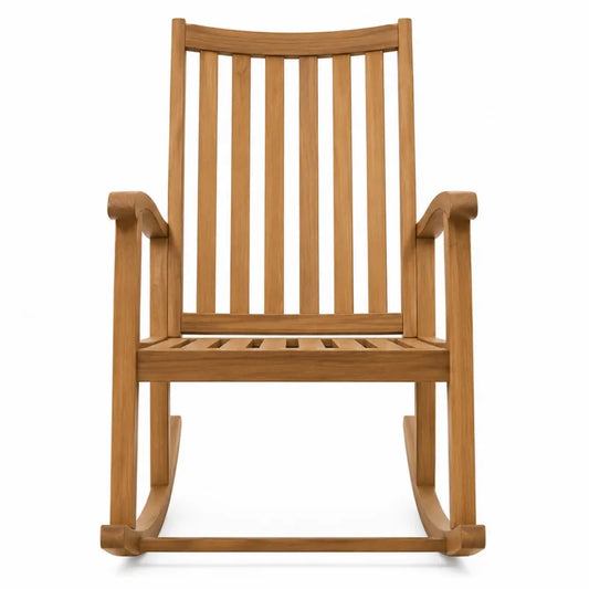 Drewniany fotel bujany teakowy 110x65x90 cm