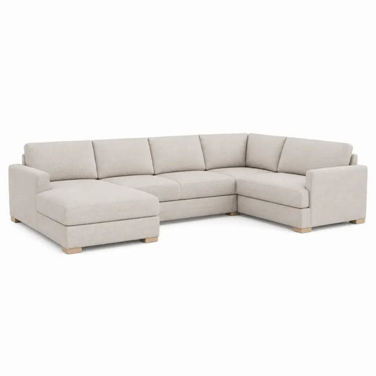Narożna sofa modułowa beżowa poliestrowa 300x200x80 cm